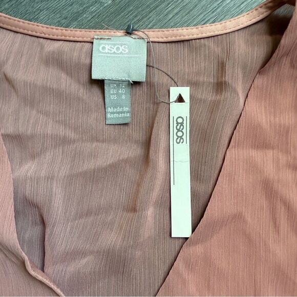 ASOS Dress Shirred Elastic Waist Skater Dress NEW Dusty Pink - Picture 3 of 12